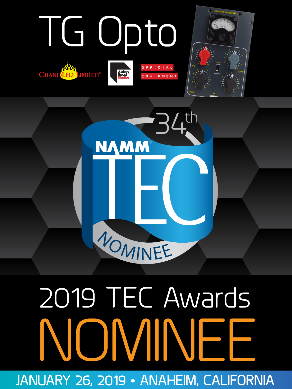 Chandler Limited TG Opto NAMM TEC Awards 34th, EMI Abbey Road Studios